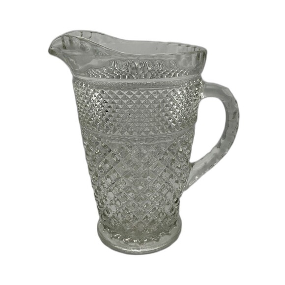 Vintage Anchor Hocking Wexford Clear Glass 64 Oz Pitcher and 8 Oz Creamer Bundle - Picture 9 of 14